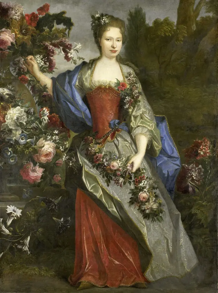 Portrait of a Woman, according to tradition Marie Louise Elisabeth d'Orléans, Duchess of Berry, as Flora, by Unknown