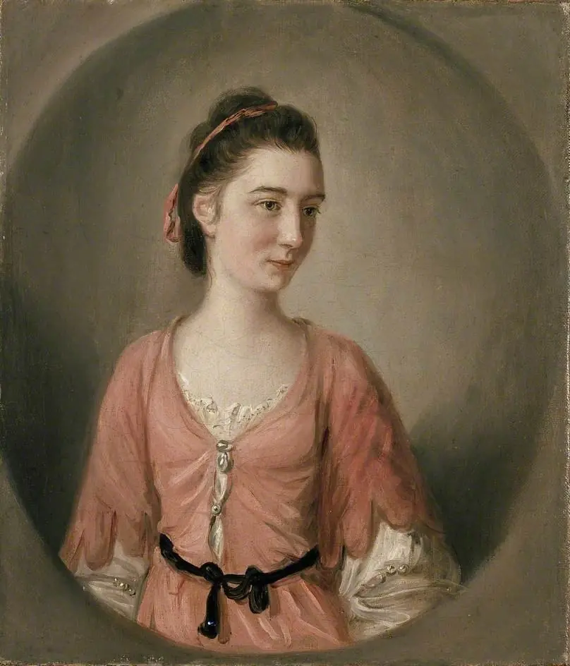 Portrait of a young Lady in a pink Dress, by Unknown