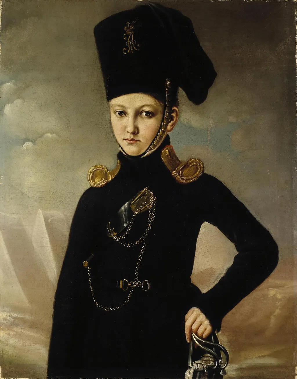 Portrait of a Young Officer from the Dmitriev-Mamonov Cossack Regiment, by Unknown, oil, 1850