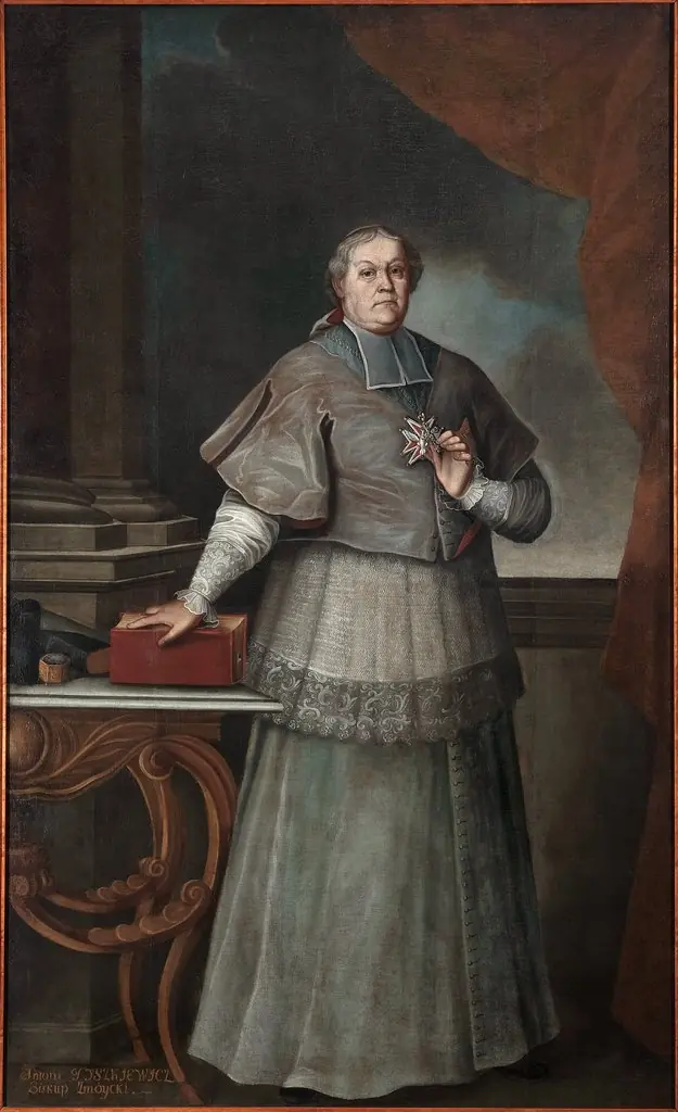 Portrait of Antoni Tyszkiewicz (1709–1762), Leliwa coat of arms, bishop of Samogitia, by Unknown