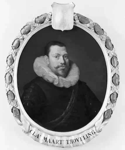 Portrait of Claes Maertensz Thoveling, Director of the Rotterdam Chamber of the Dutch East India Company, elected 1619, by Unknown, 1708