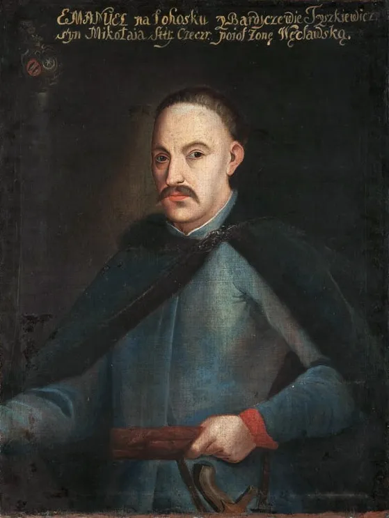 Portrait of Emanuel Władysław Tyszkiewicz, Leliwa coat of arms (?–1704), lord high steward of Brest, by Unknown, oil, 1797