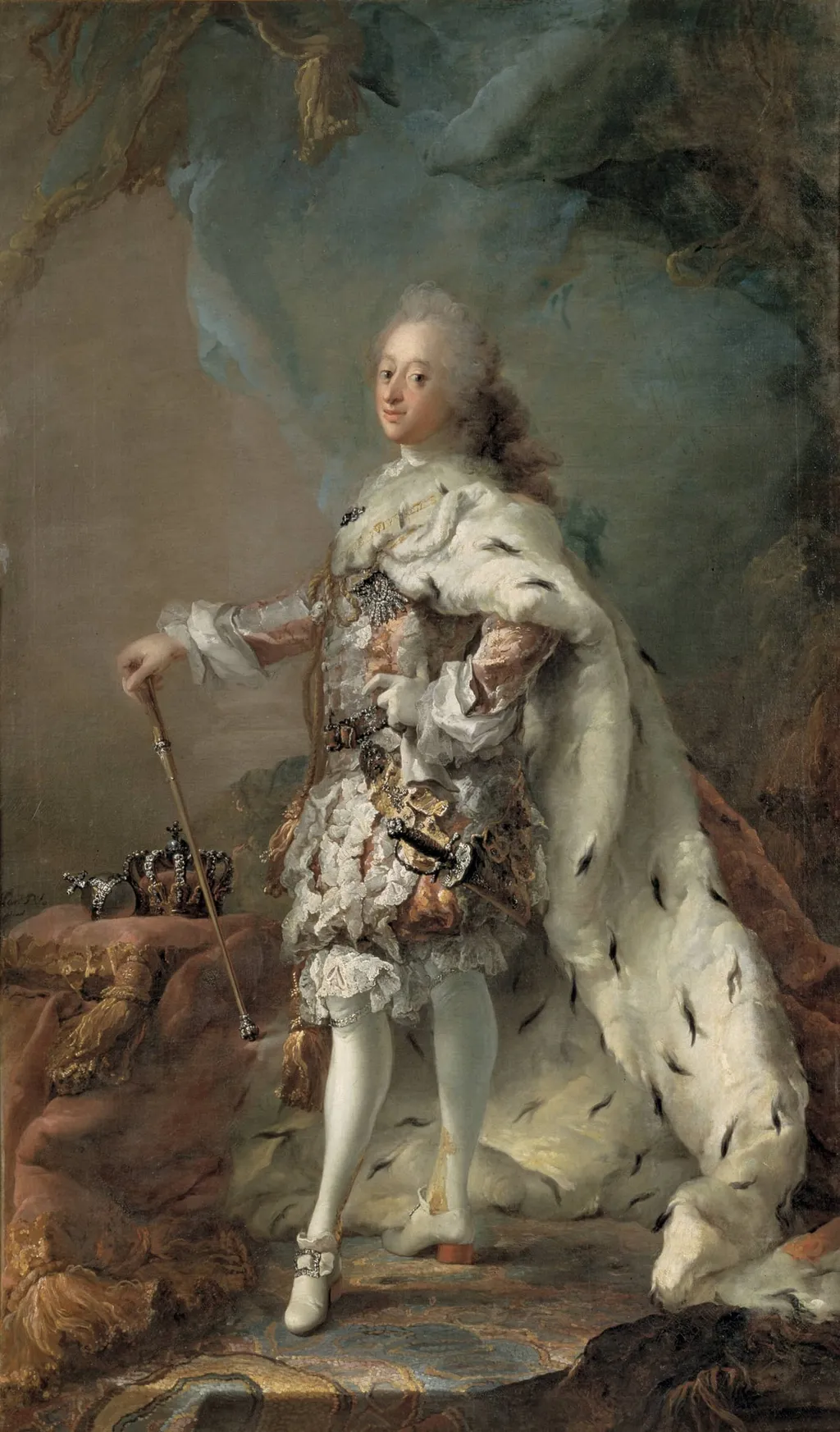 Portrait of Frederik V in Anointment Robe, by Unknown, unspecified, 1750