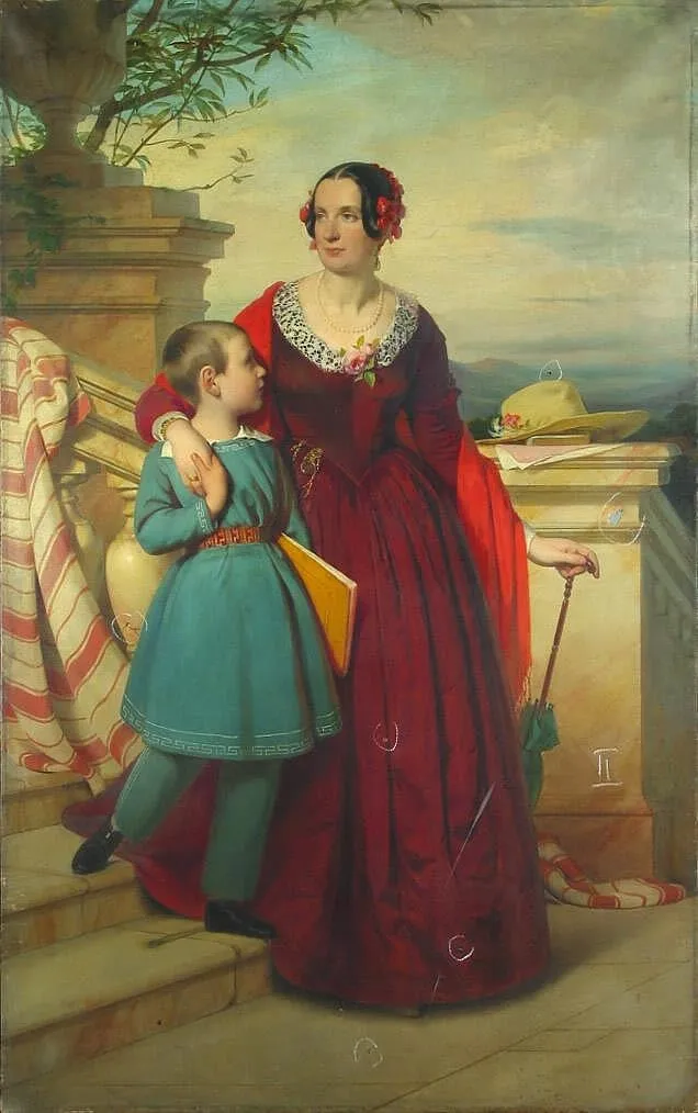 Portrait of I.V. Durnovo with Her Son, by Unknown, oil, 1850