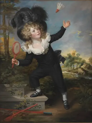 Portrait of Kennett Dixon playing shuttlecock, by Unknown