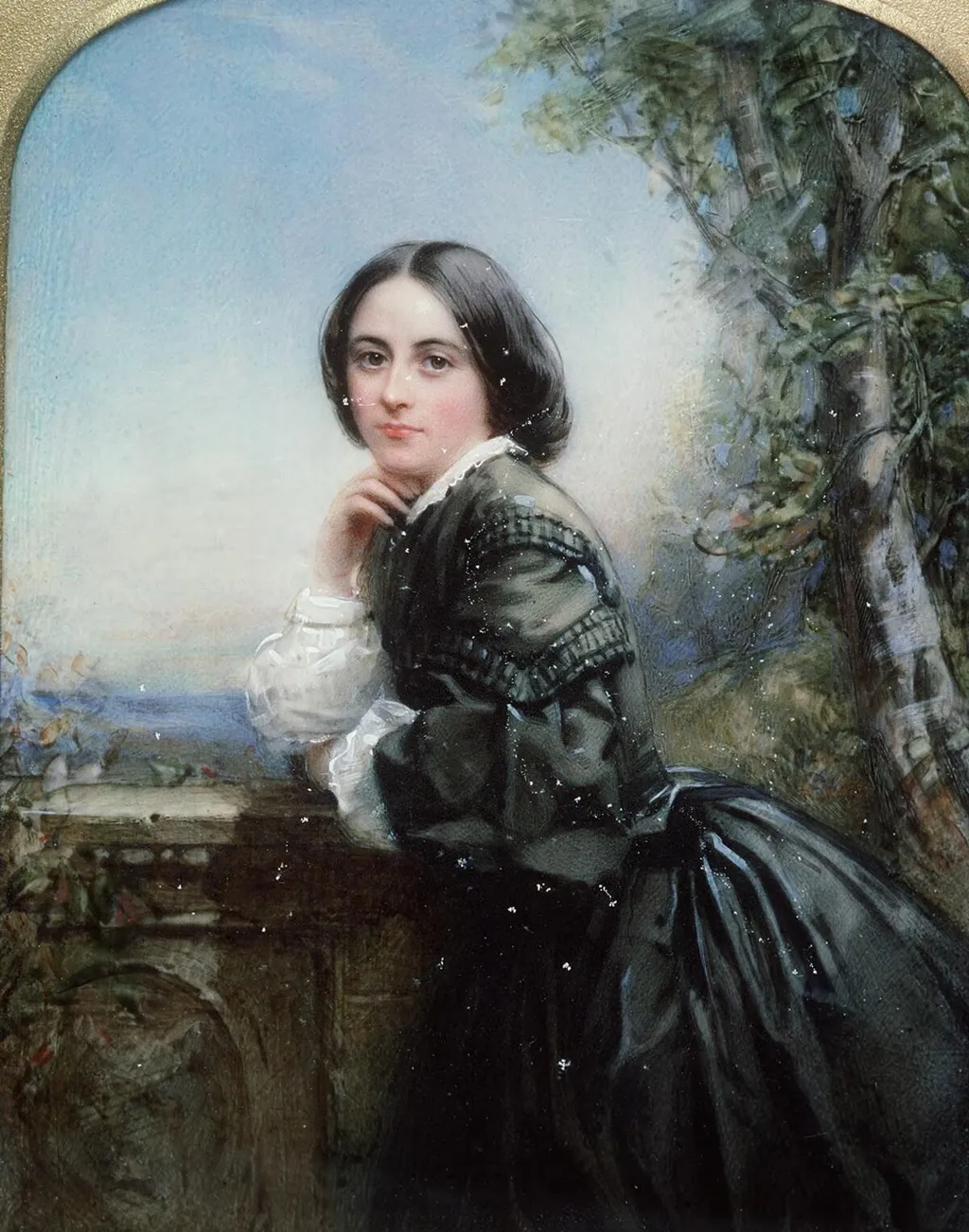 Portrait of lady in dark dress, by Unknown, oil, 1800