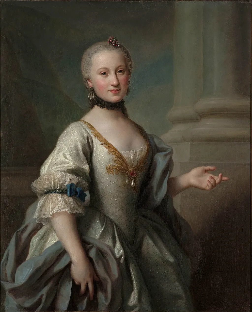 Portrait of Maria Amalia Fryderyka Mniszech née Brühl (1737–1772), by Unknown, oil, 1750