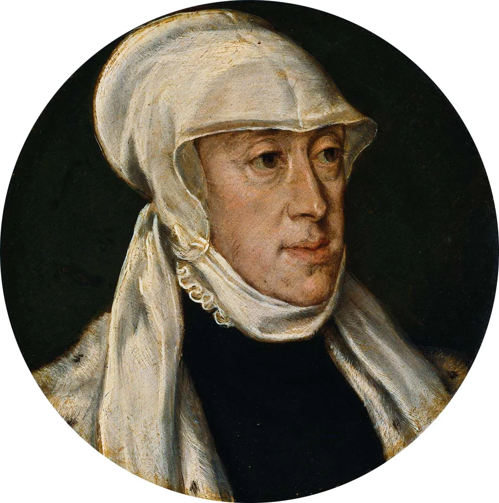 Portrait of Maria of Hungary, Regent of the Netherlands, by Unknown, oil, 1550