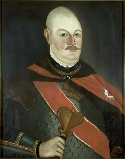 Portrait of Michał Górski, Nałęcz coat of arms,ensign of Samogitia, by Unknown