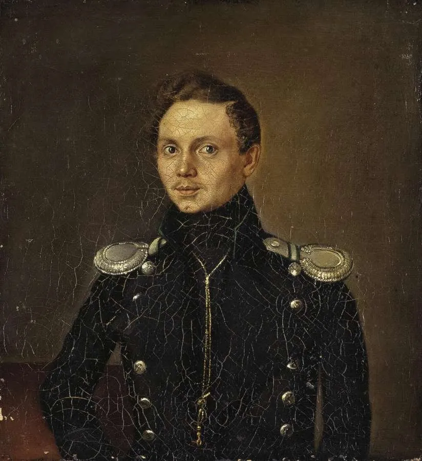 Portrait of Mikhail Lermontov, by Unknown, oil, 1866