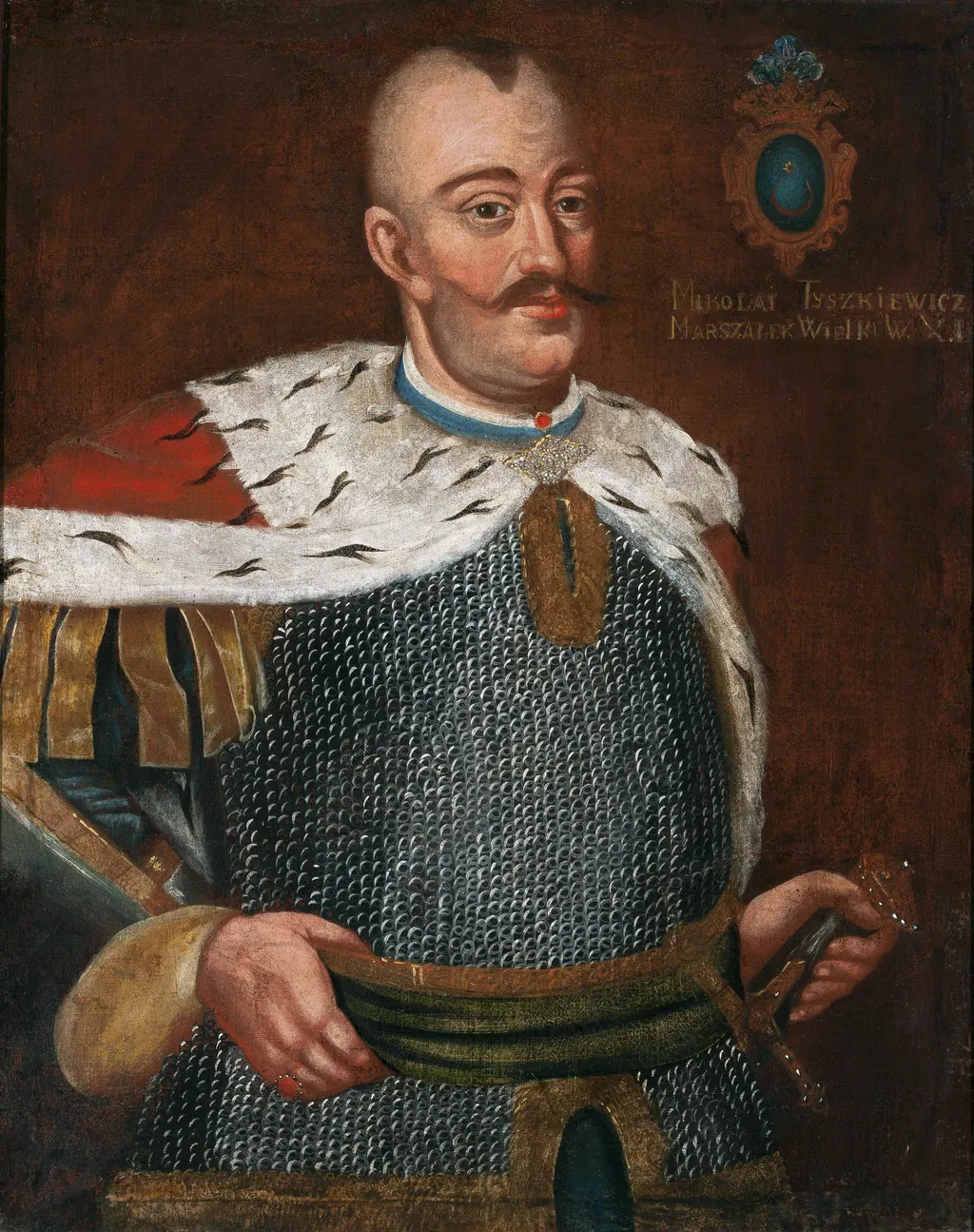 Portrait of Mikołaj Tyszkiewicz, Leliwa coat of arms, marshal of the Grand Duchy of Lithuania, by Unknown, oil, 1797