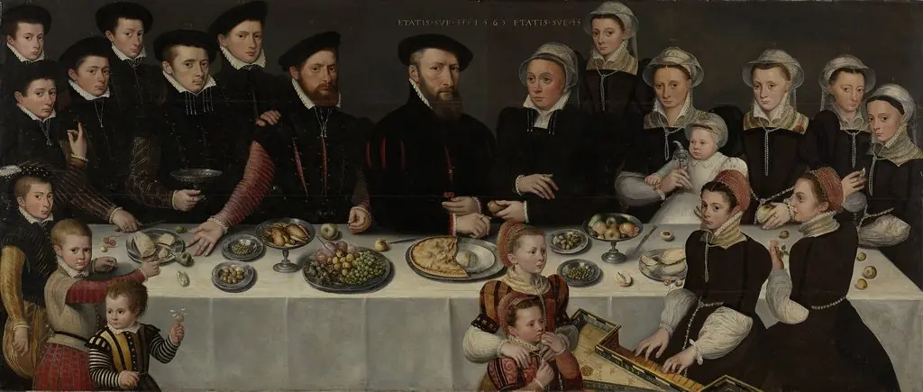 Portrait of Pierre de Moucheron (1508-1567) and Isabeau de Gerbier, their 18 children, son-in-law Allard de la Dale and first grandchild, by Unknown