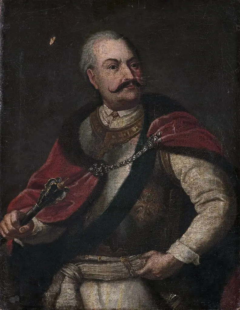Portrait of prince Samuel Korecki /?/ Pogonia coat of arms (1621–1651), starosta of Ropczyce, by Unknown, 1750