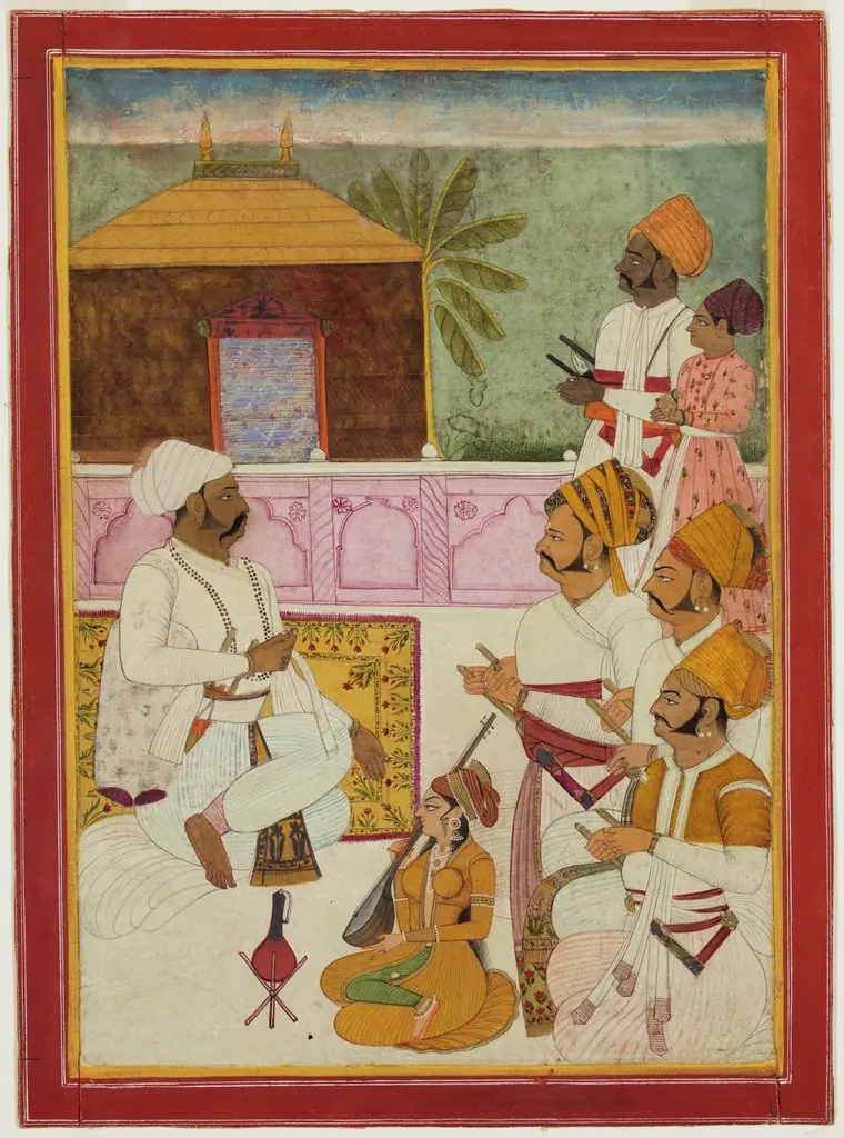 Portrait of Raja with Nobles (probably Raja Jaswant Singh), by Unknown