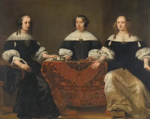 Portrait of the Three Regentesses of the Leprozenhuis, Amsterdam, by Unknown, 1668