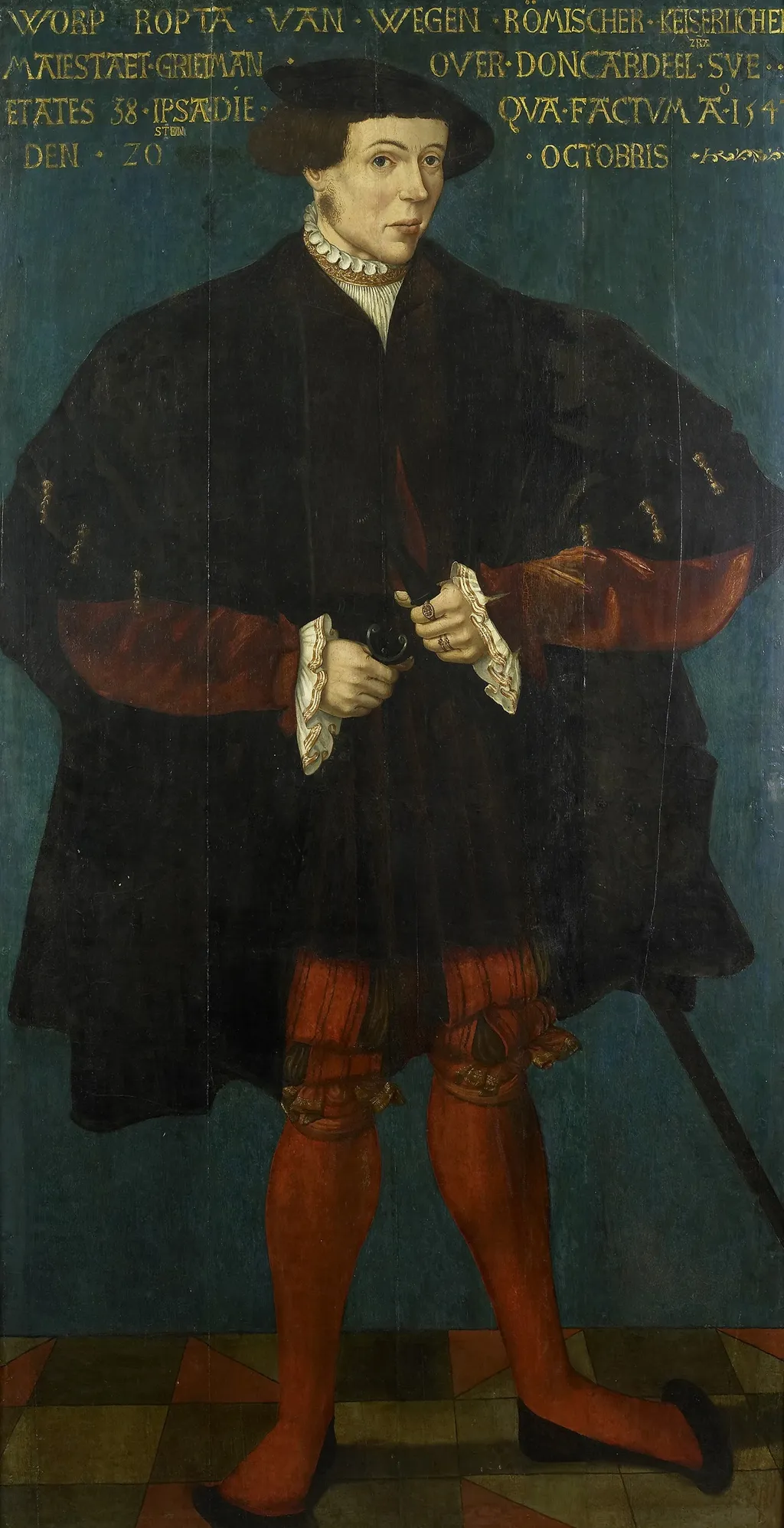 Portrait of Worp van Ropta, Chief Magistrate of East Dongeradeel, by Unknown, oil, 1542