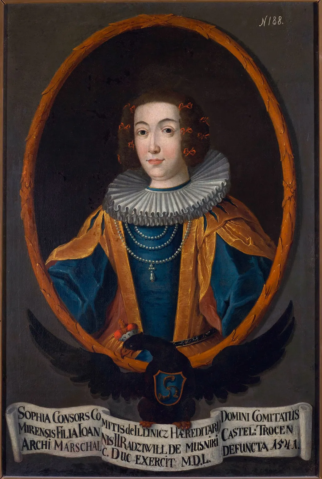 Portrait of Zofia Illinicz née Radziwiłł (?–1541), by Unknown, oil, 1735