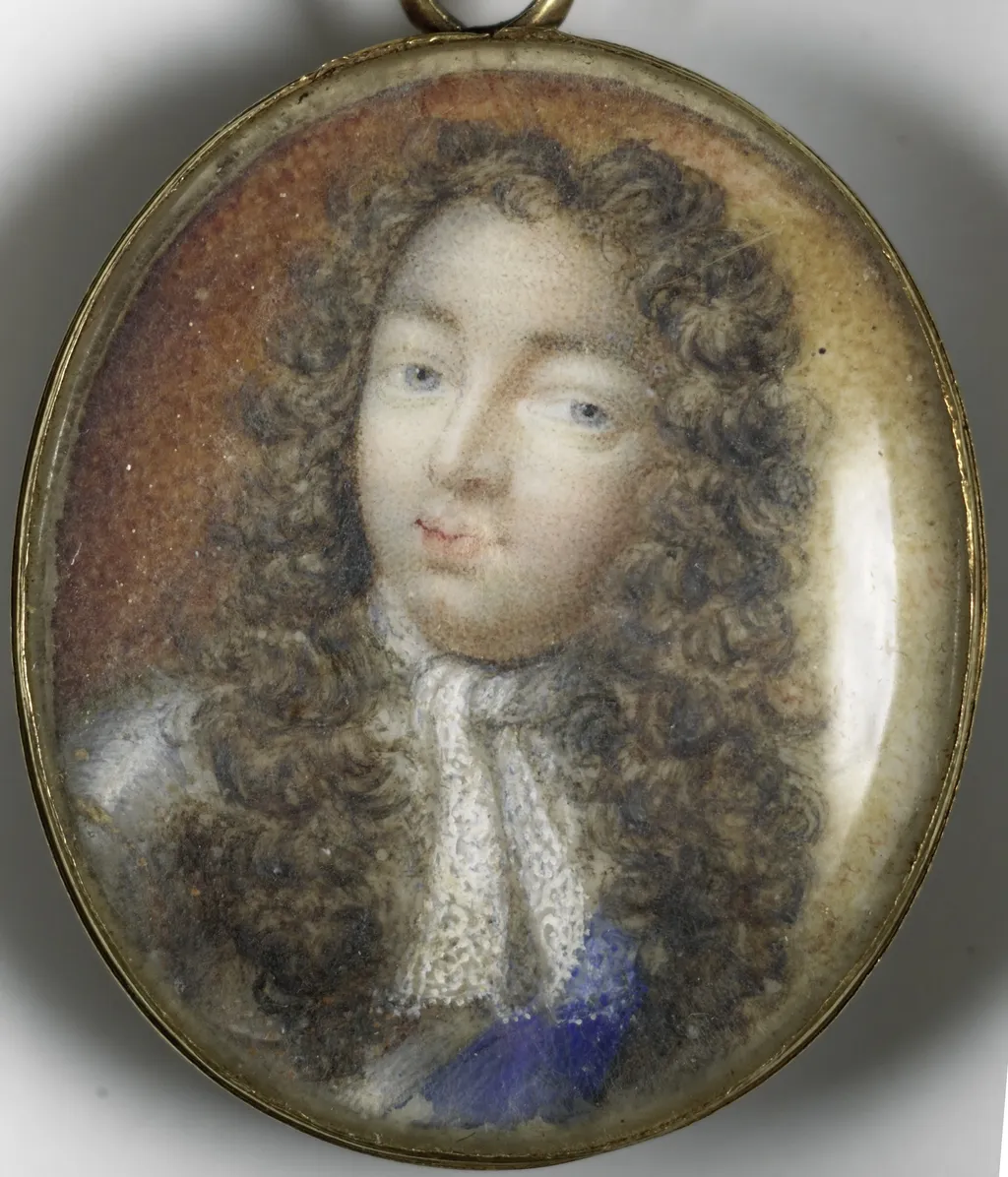 Portret van een man en een vrouw (keerzijde) vermoedelijk Willem Frederik Markgraaf van Brandenburg-Anspach (1686-1723) en zijn vrouw Christiane Charlotte van Württemberg (1694-1723), by Unknown, ivory, 1720