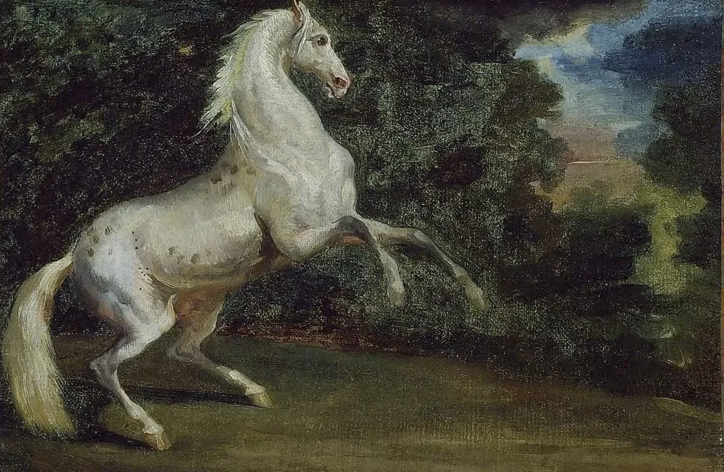 Prancing Horse, by Unknown, oil, 1810