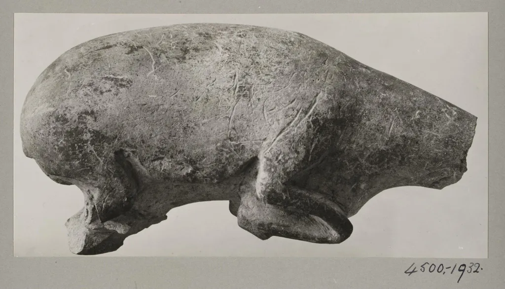 Prehistoric limestone sculpture of a deer, torso, by Unknown, photographic, 1934
