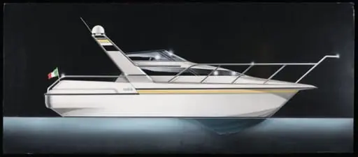 Presentation drawing for a speed boat, by Unknown