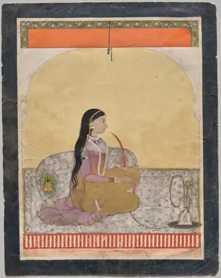 Princess smoking a hookah, by Unknown, 1760