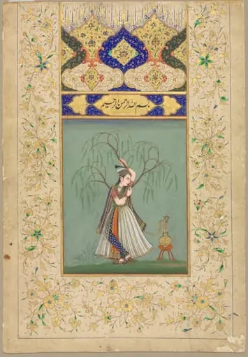 Princess Smoking a Hookah (as Salabhanjika), by Unknown, 1704