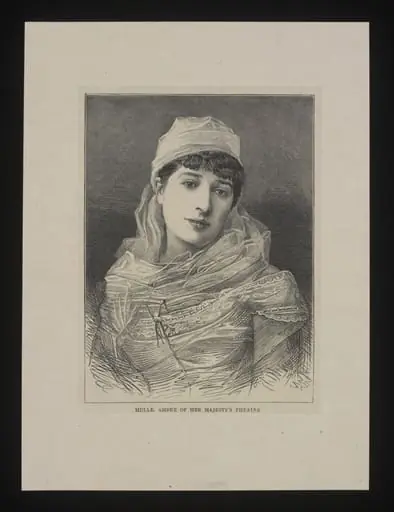 Print portraying Mdlle Ambre of Her Majesty's Theatre, by Unknown