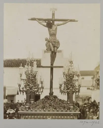 Processional statuary group belonging to the Fraternity of the Parish of San Bernardo, Seville', albumen print, late 19th century, by Unknown