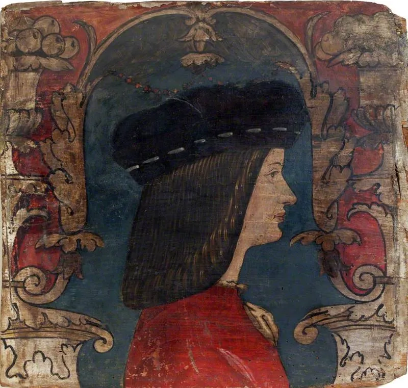 Profile Bust of a Man Facing Right (one of 29 painted panels from a frieze), by Unknown, unspecified, 1500