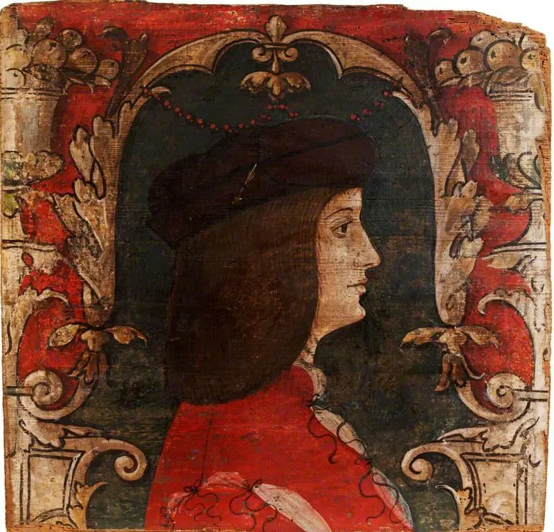 Profile Bust of a Man Facing Right (one of 29 painted panels from a frieze), by Unknown, 1500