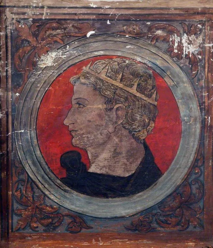 Profile Bust of a Roman Emperor Facing Left (one of 29 painted panels from a frieze), by Unknown, unspecified, 1500