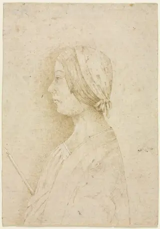 Profile of a Girl Holding a Candle, by Unknown, 1480
