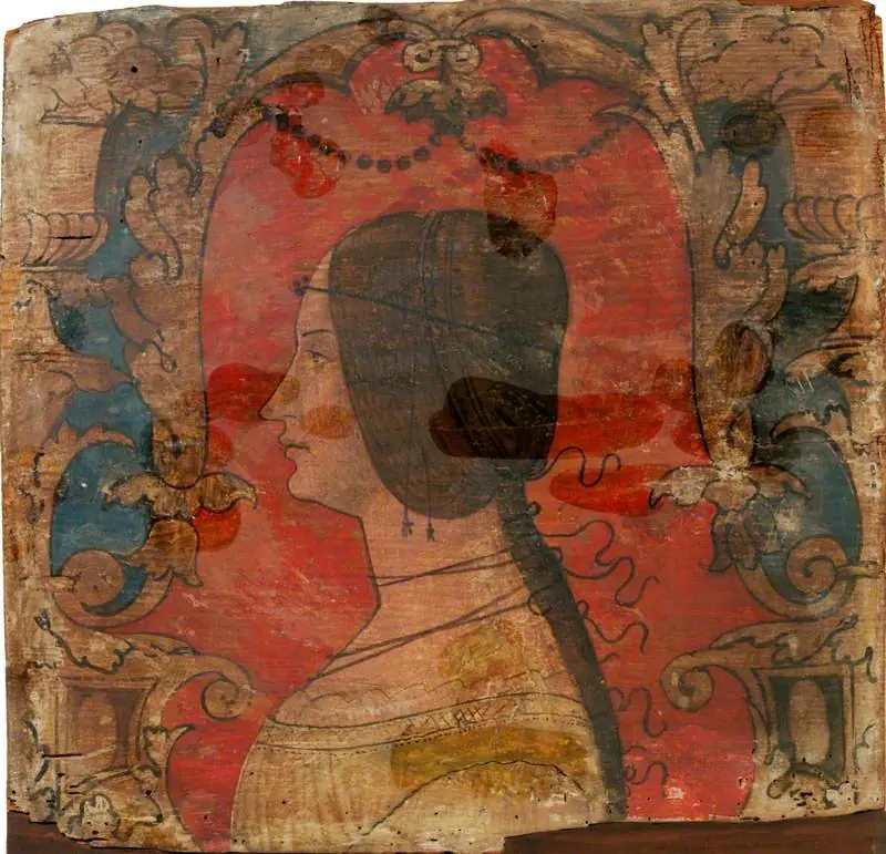 Profile of a Woman Facing Left (one of 29 painted panels from a frieze), by Unknown