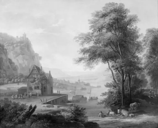 Public House by the Rhine, by Unknown