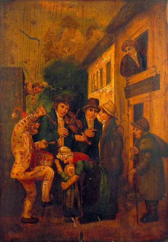 Punch and Judy Show, by Unknown, oil, 1810