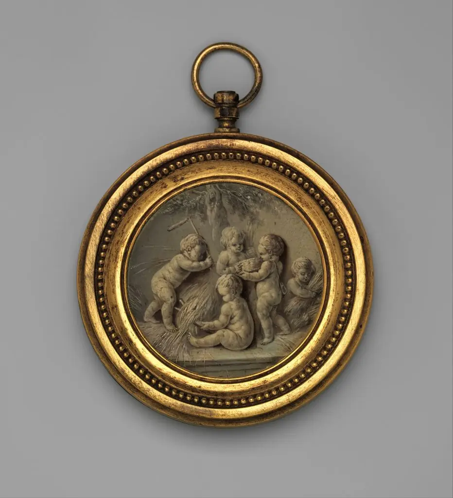 Putti Harvesting Wheat, by Unknown, 1790