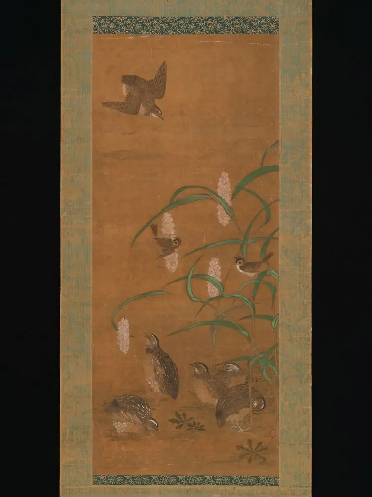 Quail, Sparrows, and Millet, by Unknown
