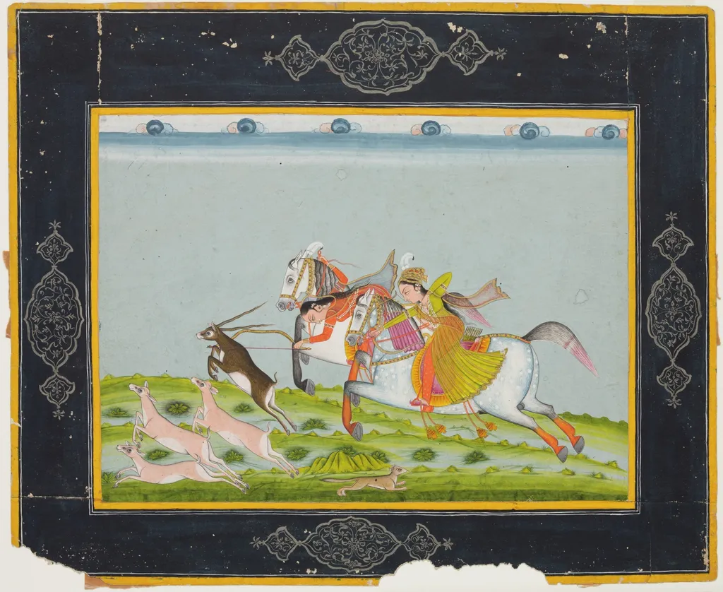 Queen Urda and Companion Hunting Antelope, by Unknown, unspecified, 1807