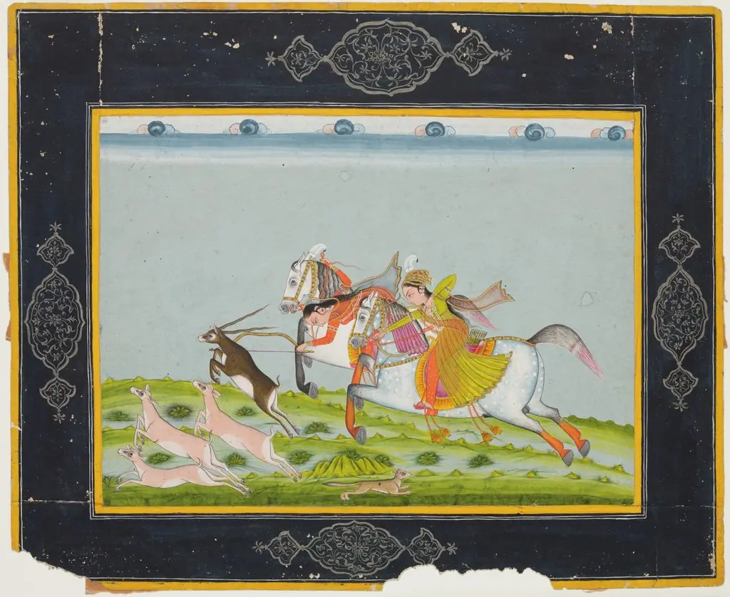 Queen Urda and Companion Hunting Antelope, by Unknown