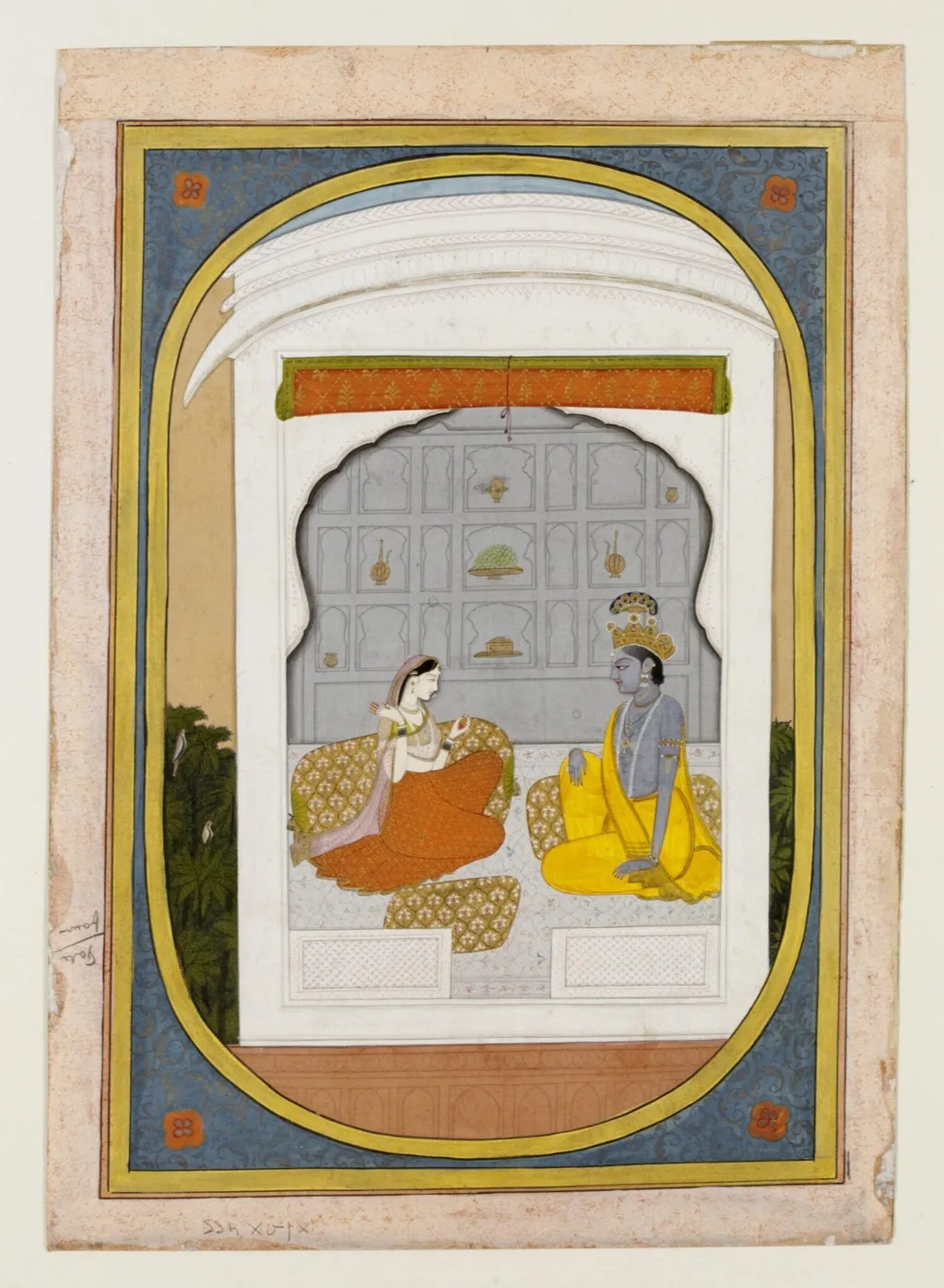 Radha and Krishna, by Unknown, paint, 1820