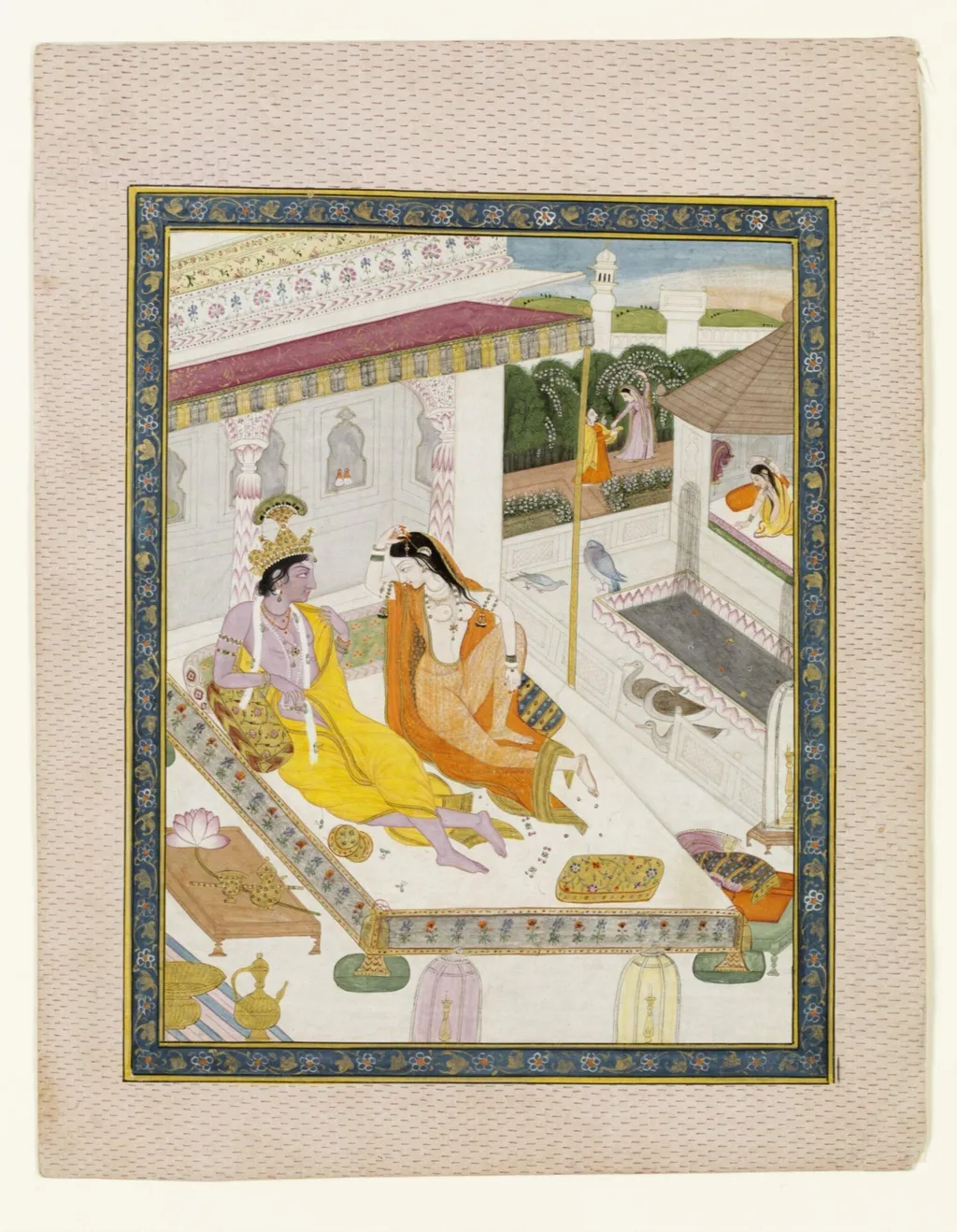 Radha and Krishna, by Unknown, paint, 1860