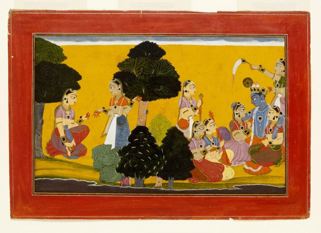 Radha and Krishna, by Unknown, paint, 1732