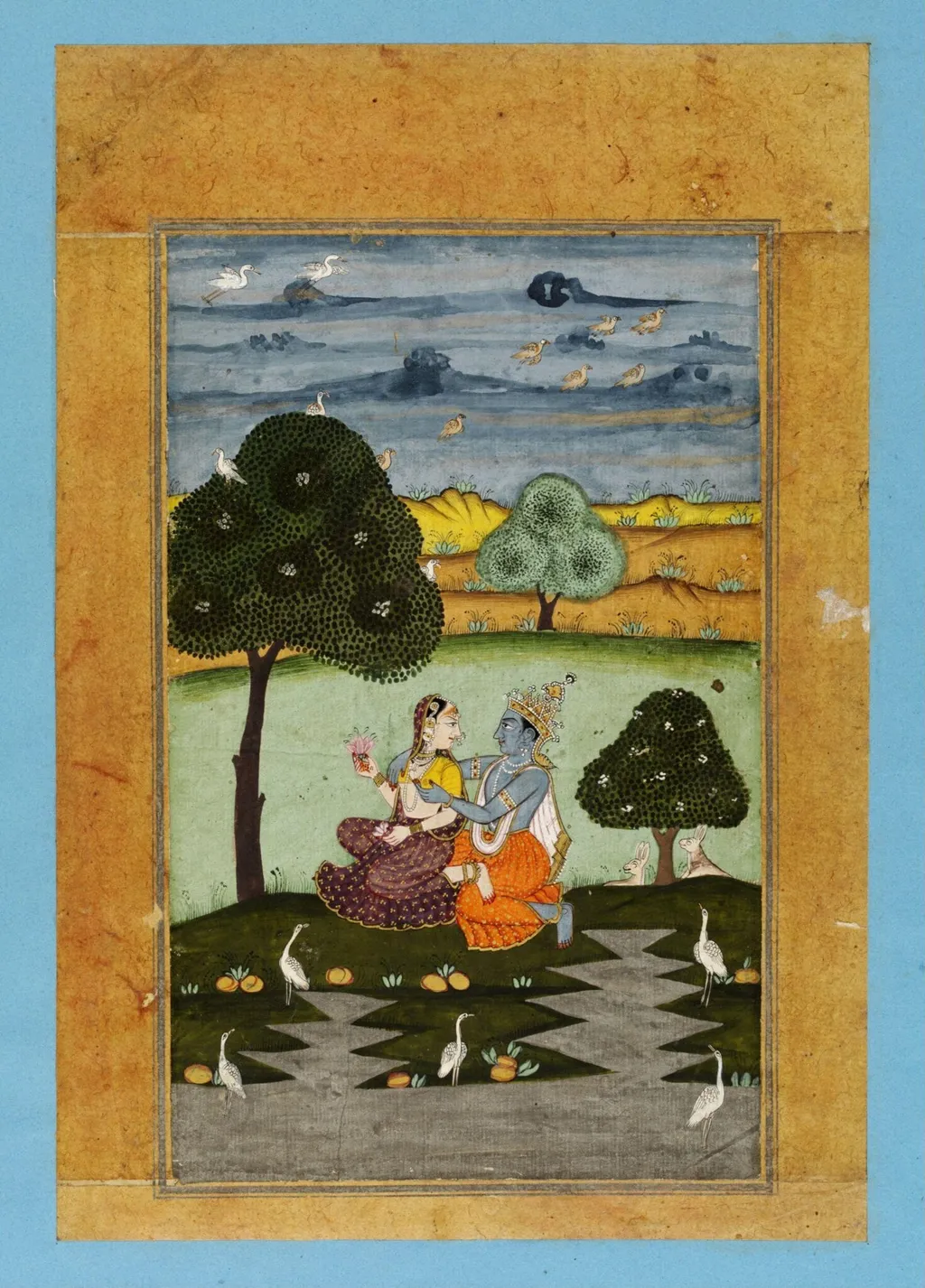 Radha and Krishna, by Unknown, paint, 1850