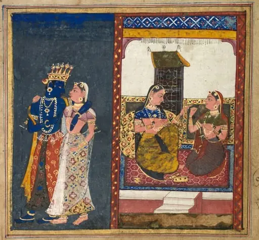 Radha and Krishna Embracing, Leaf from a Gita Govinda, by Unknown
