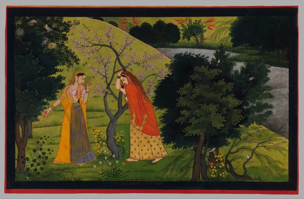 "Radha with Her Confidant, Pining for Krishna", Folio from the "Second" or "Tehri Garhwal" Gita Govinda (Song of the Cowherd), by Unknown, unspecified, 1789