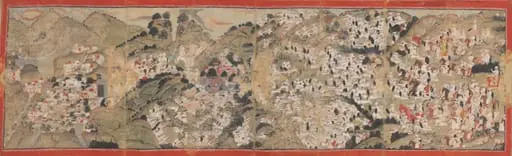 Raja Sansar Chand attacking Kangra Fort, by Unknown