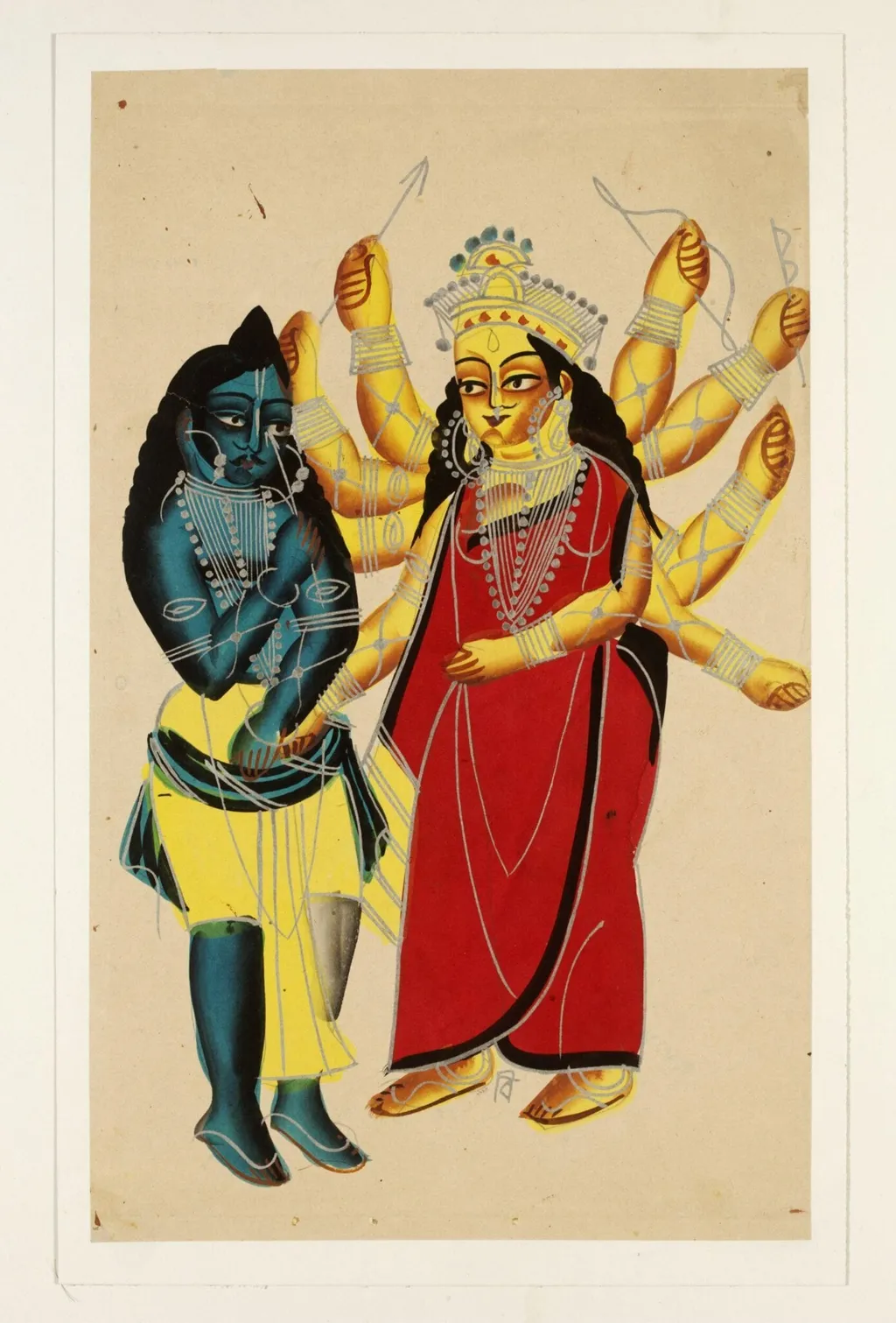 Rama and Durga, by Unknown, paint, 1885