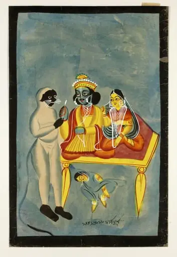 Rama and Sita, Hanuman and Satyabhama, by Unknown