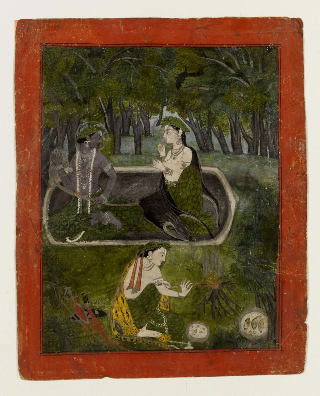 Rama, Sita and Lakshmana, by Unknown, paint, 1820